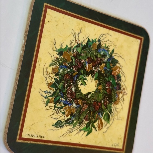 Vintage Pimpernel Holiday Coasters Set of 6 - Cork Back - Good Condition - Picture 10 of 16